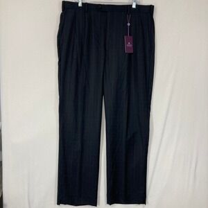 Aristo Eighteen Mens Dress Pants size 40 Black Wool Windowpane Aberdeen Pleated